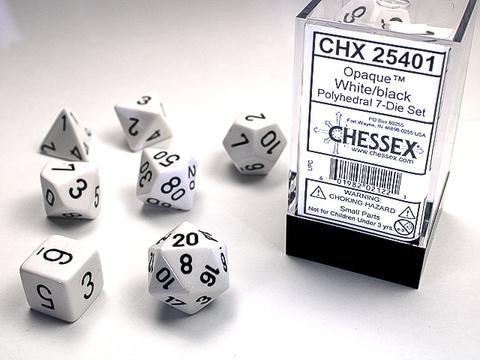 Chessex Würfel 7-er Mix Opaque: white / black