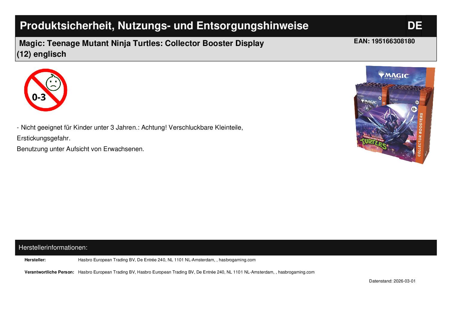 Magic: Teenage Mutant Ninja Turtles: Collector Booster Display (12) englisch