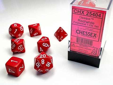 Chessex Würfel 7-er Mix Opaque: red / white