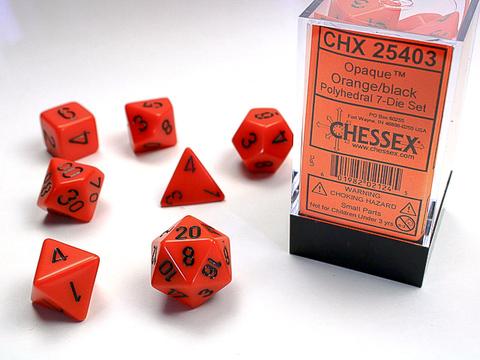 Chessex Würfel 7-er Mix Opaque: orange / black