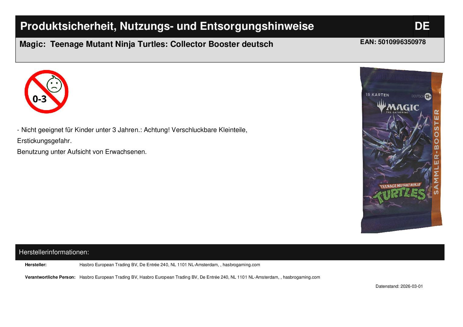 Magic:  Teenage Mutant Ninja Turtles: Collector Booster deutsch