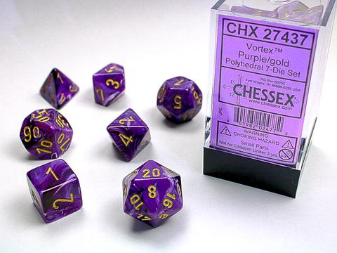 Chessex Würfel 7-er Mix Vortex: purple / gold
