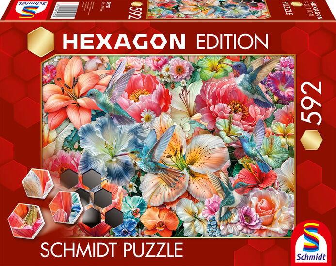 Hexagon-Puzzle 592 Teile: Große Blüten