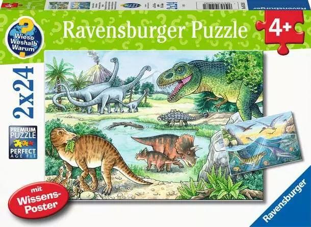 Kinderpuzzle 2x24 Teile - Wieso? Weshalb? Warum? Saurier und ihre Lebensräume