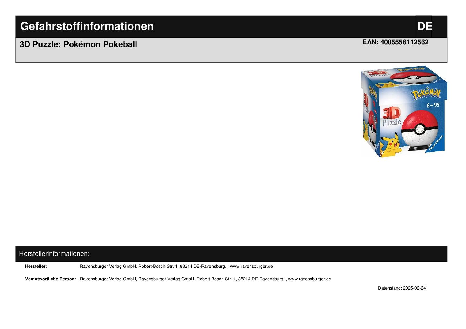 3D Puzzle: Pokémon Pokeball