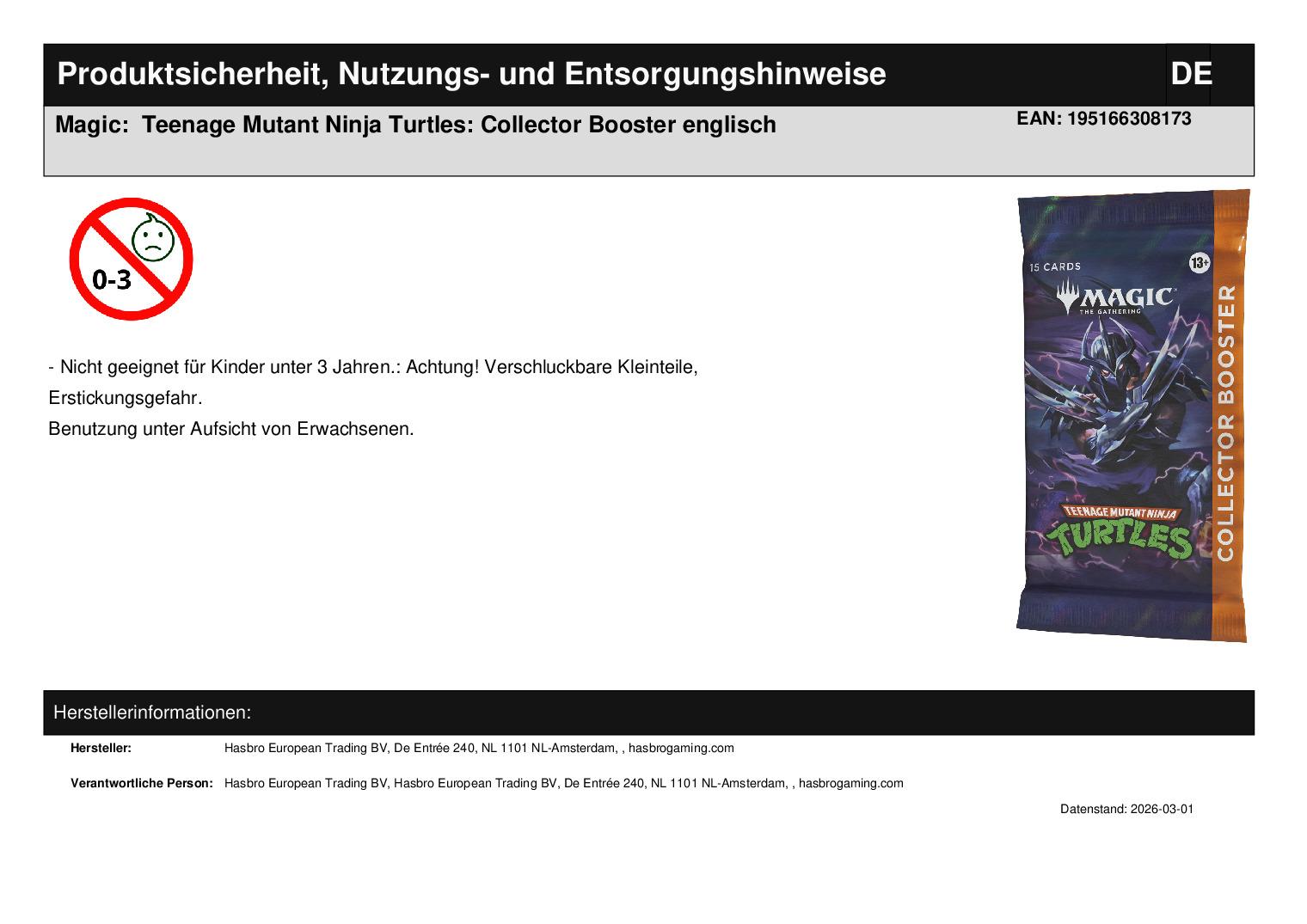 Magic:  Teenage Mutant Ninja Turtles: Collector Booster englisch