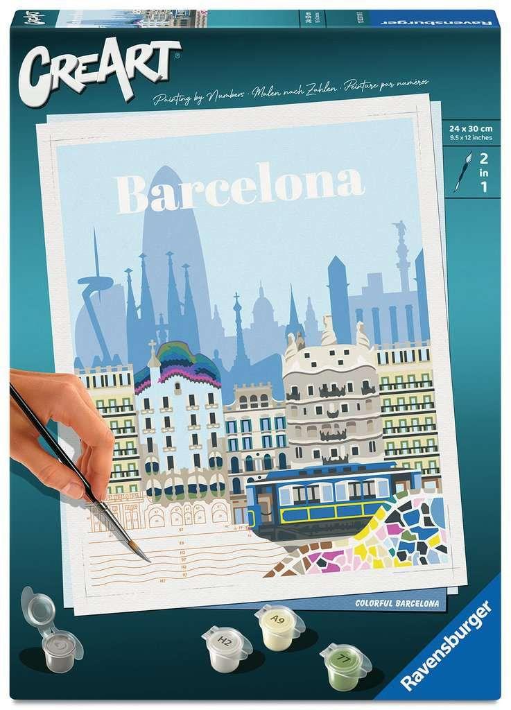 CreArt, Malen nach Zahlen Citys - Farbenfrohes Barcelona