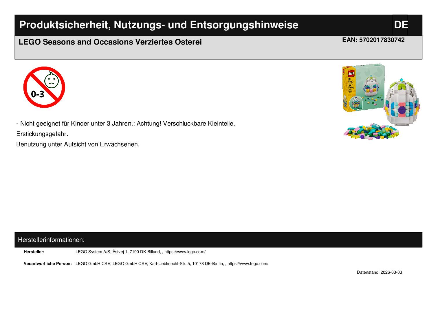 LEGO Seasons and Occasions Verziertes Osterei