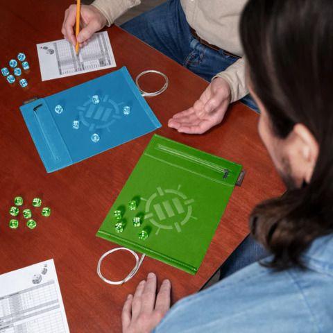 ENHANCE Tabletop Roll on a Scroll 6-sided Dice and Rolling Mat - Blue