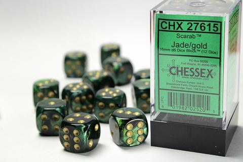 Chessex Würfel W6x12 Scarab: Jade/gold