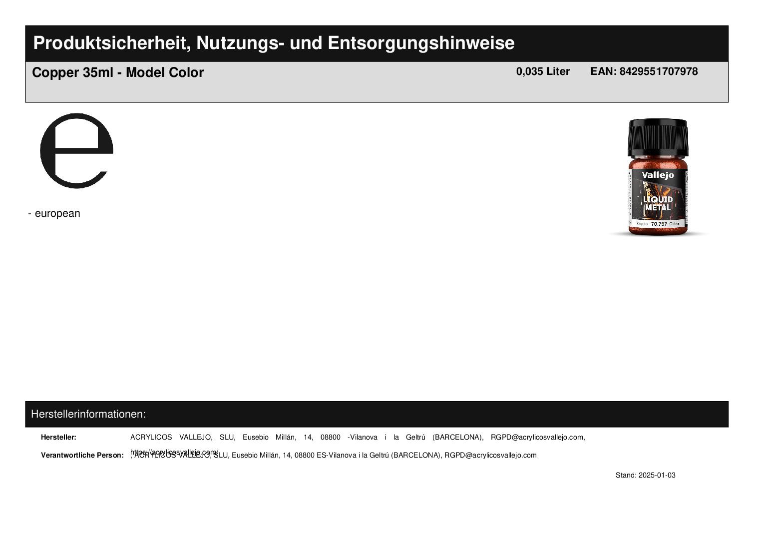 Copper 35ml - Model Color Copper 35ml - Model Color