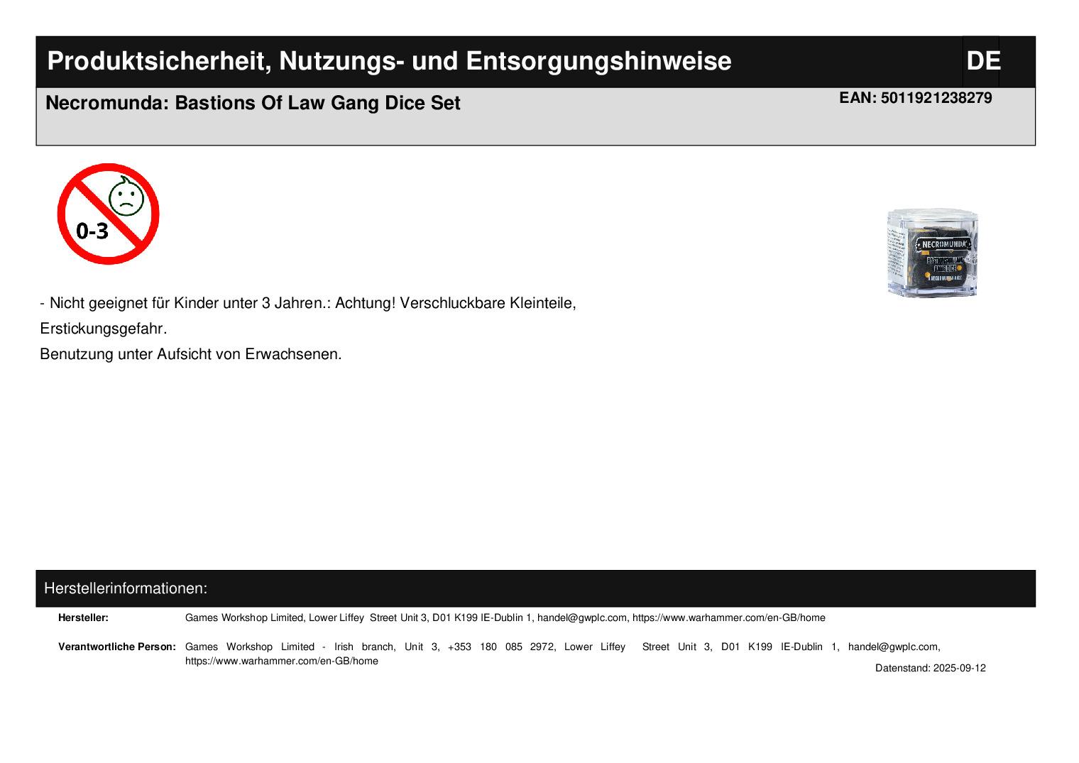 Necromunda: Bastions Of Law Gang Dice Set
