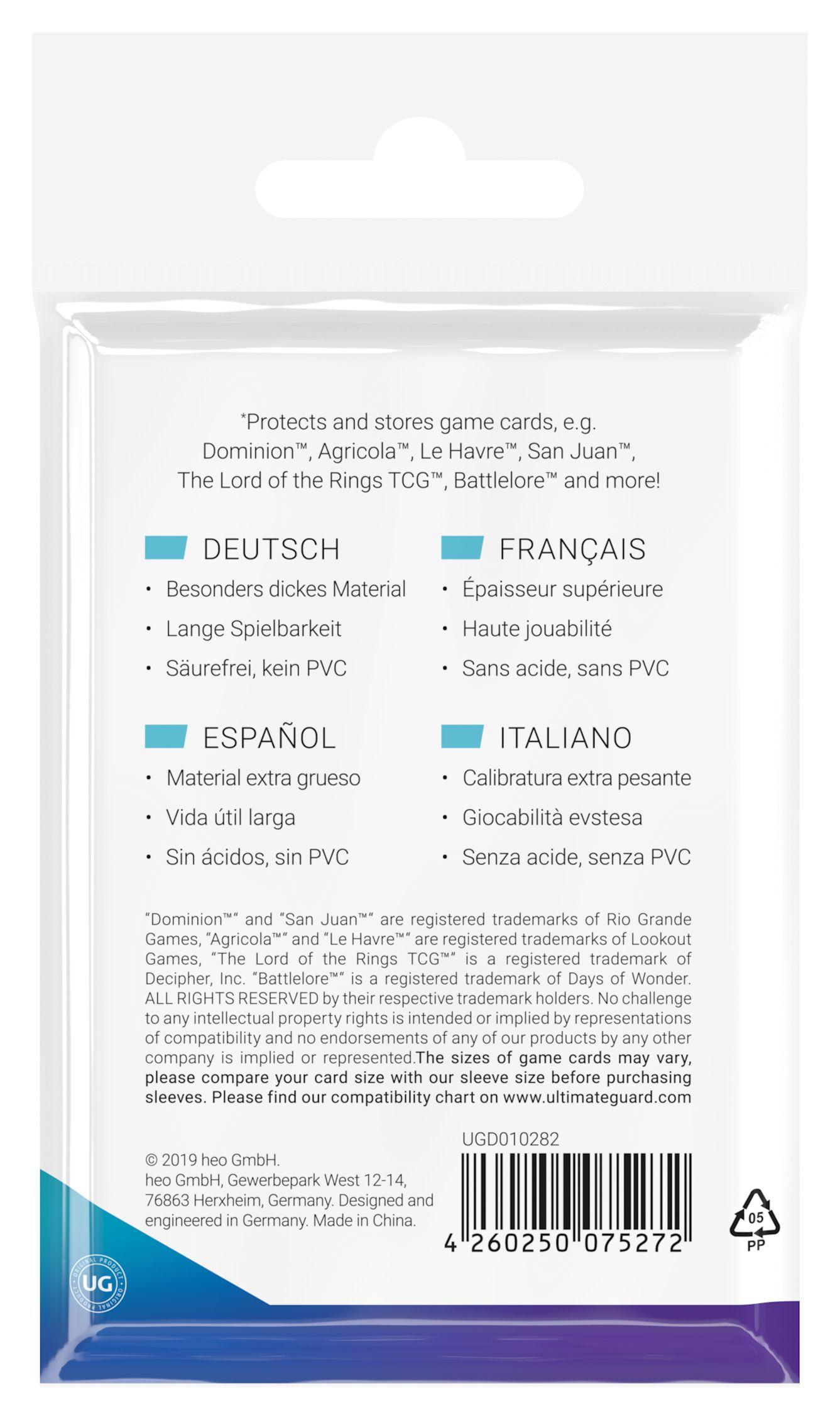 Ultimate Guard Premium Soft Sleeves für Brettspielkarten Standard European (50)