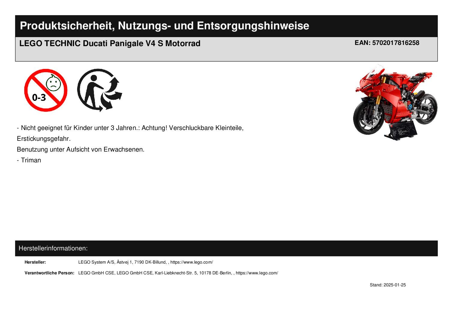 LEGO TECHNIC Ducati Panigale V4 S Motorrad