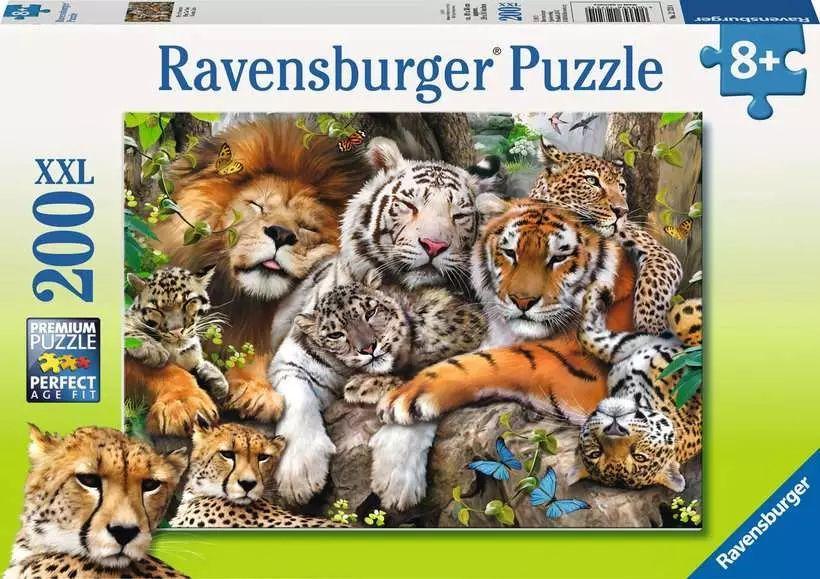 Kinderpuzzle 200 XXL Teile - Schmusende Raubkatzen