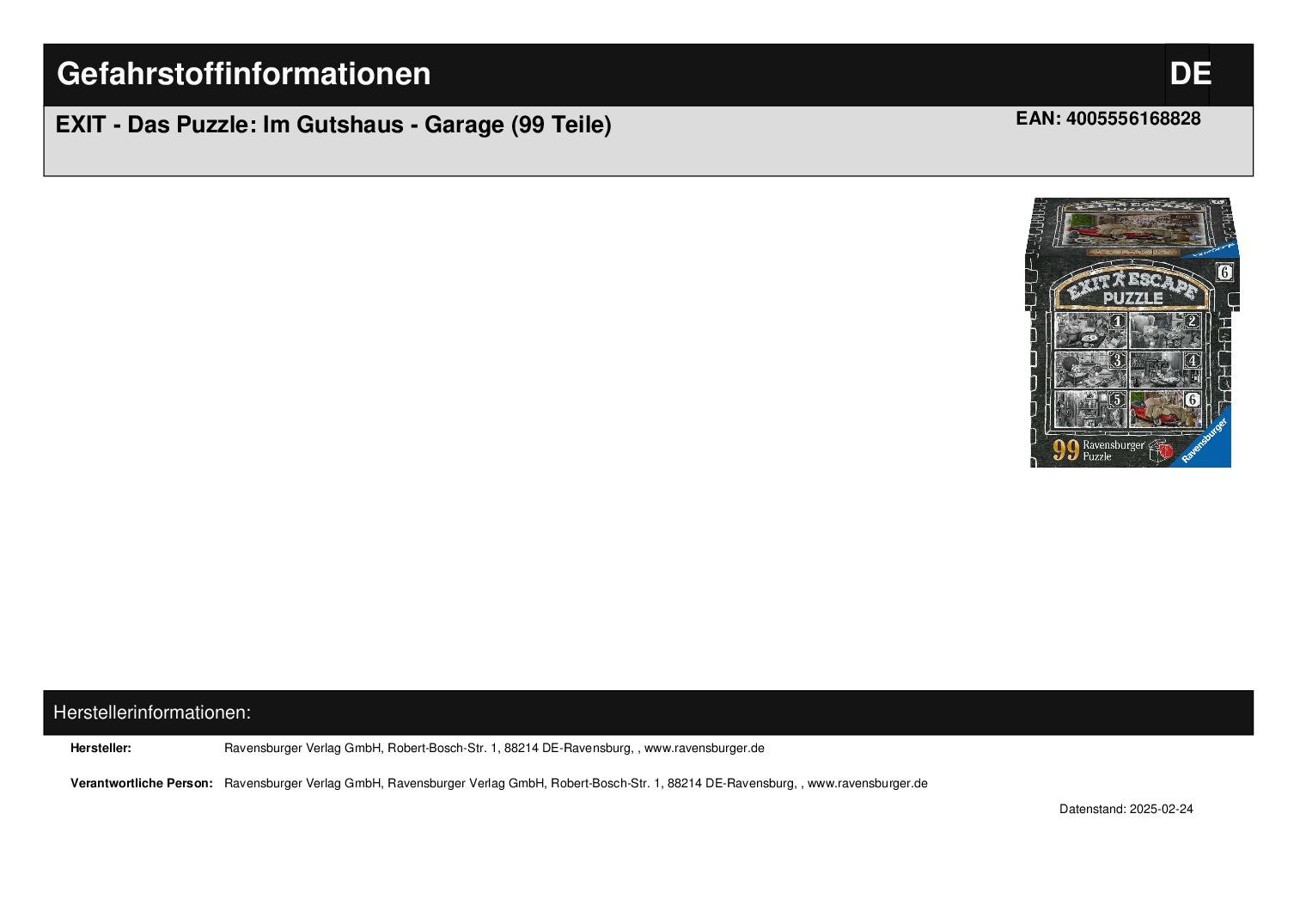 EXIT - Das Puzzle: Im Gutshaus - Garage (99 Teile) EXIT - Das Puzzle: Im Gutshaus - Garage (99 Teile)