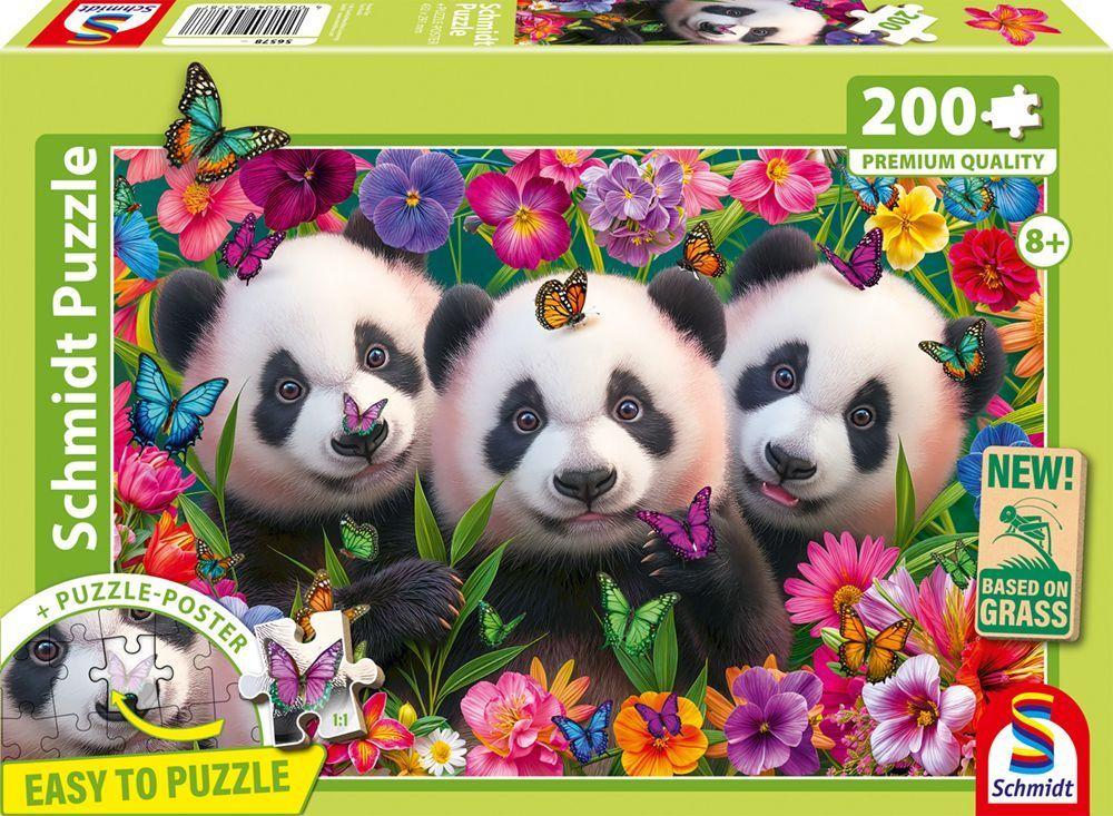 Panda Trio, 200 Teile, Eco-Friendly, Gras Kinderpuzzle