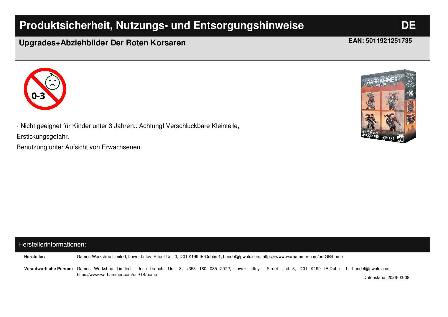 Upgrades+Abziehbilder Der Roten Korsaren