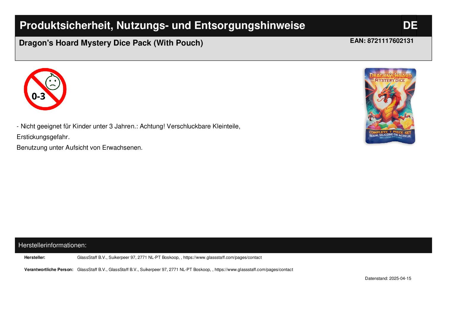 Dragon's Hoard Mystery Dice Pack (With Pouch)