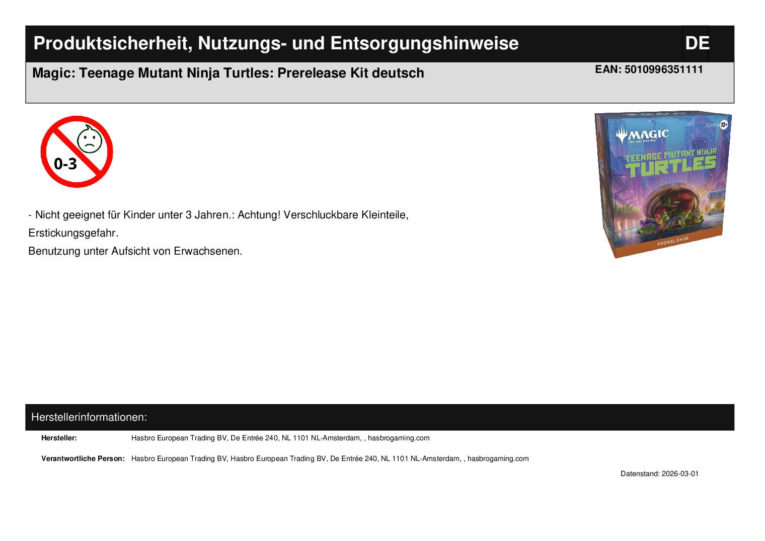 Magic: Teenage Mutant Ninja Turtles: Prerelease Kit deutsch