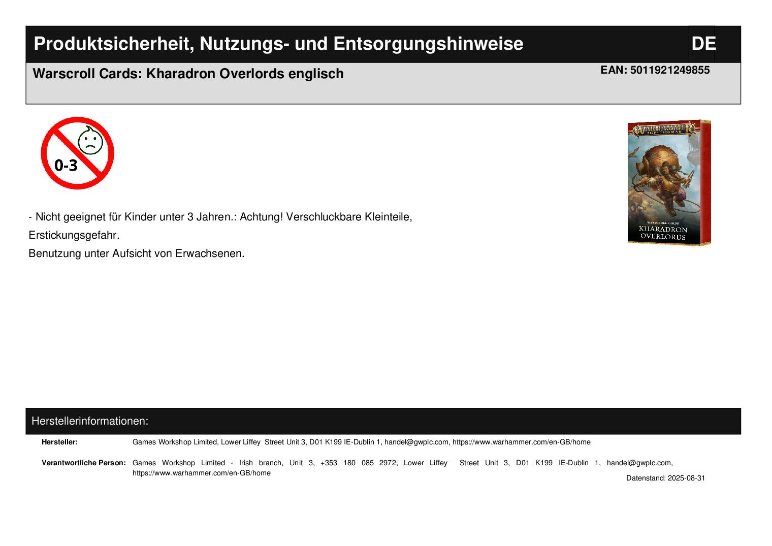 Warscroll Cards: Kharadron Overlords englisch