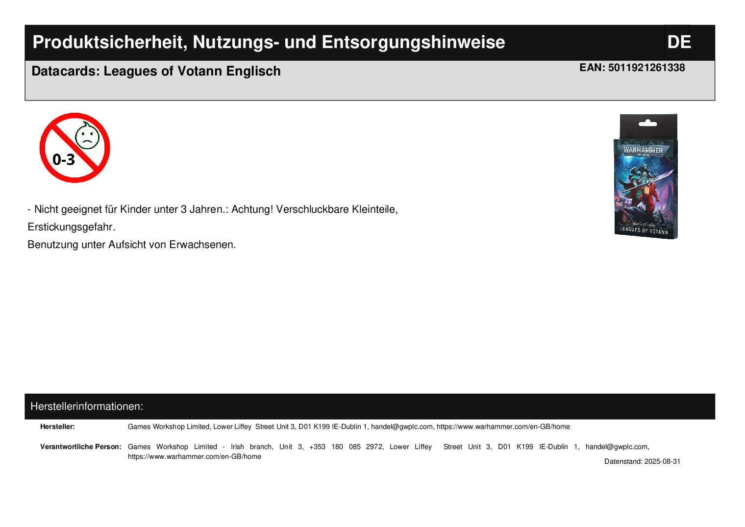 Datacards: Leagues of Votann Englisch
