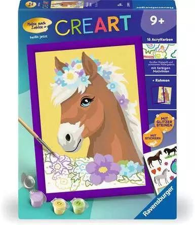 CreArt Pferd mit Blumen - Malen nach Zahlen