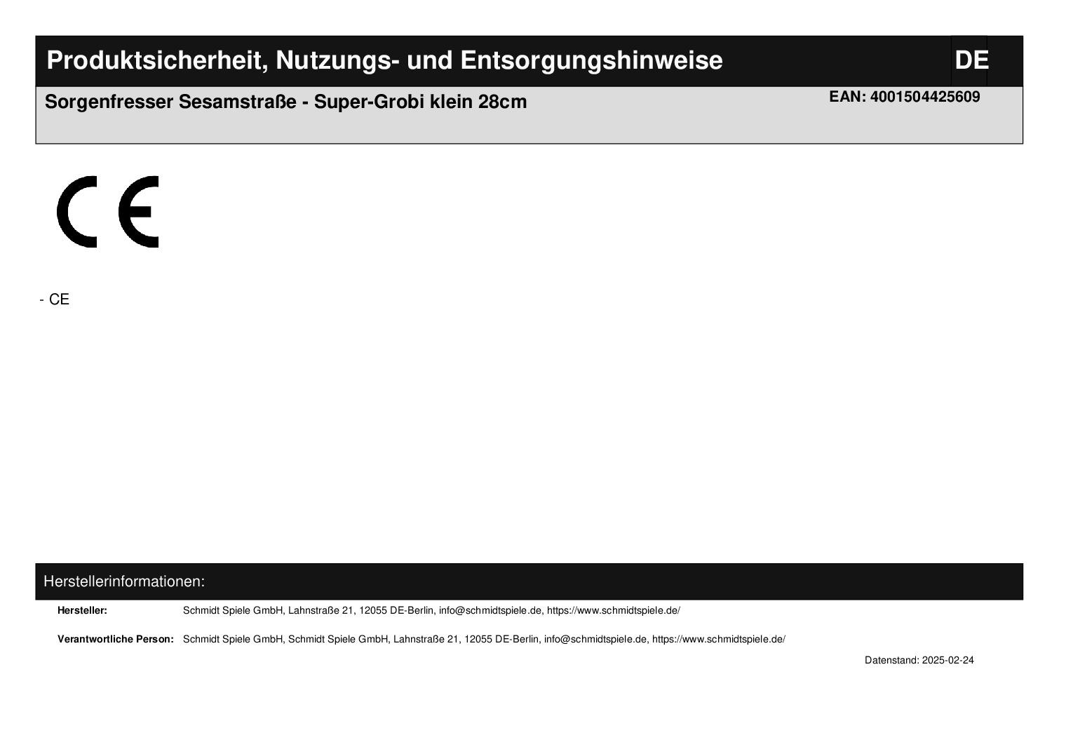 Sorgenfresser Sesamstraße - Super-Grobi klein 28cm