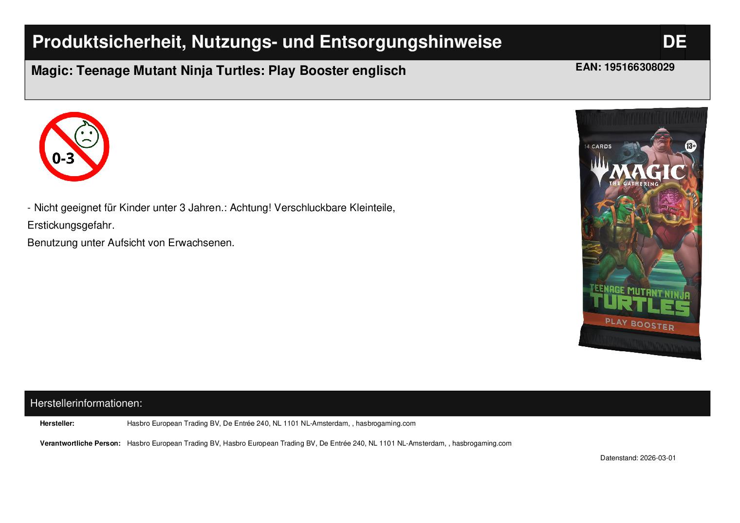 Magic: Teenage Mutant Ninja Turtles: Play Booster englisch