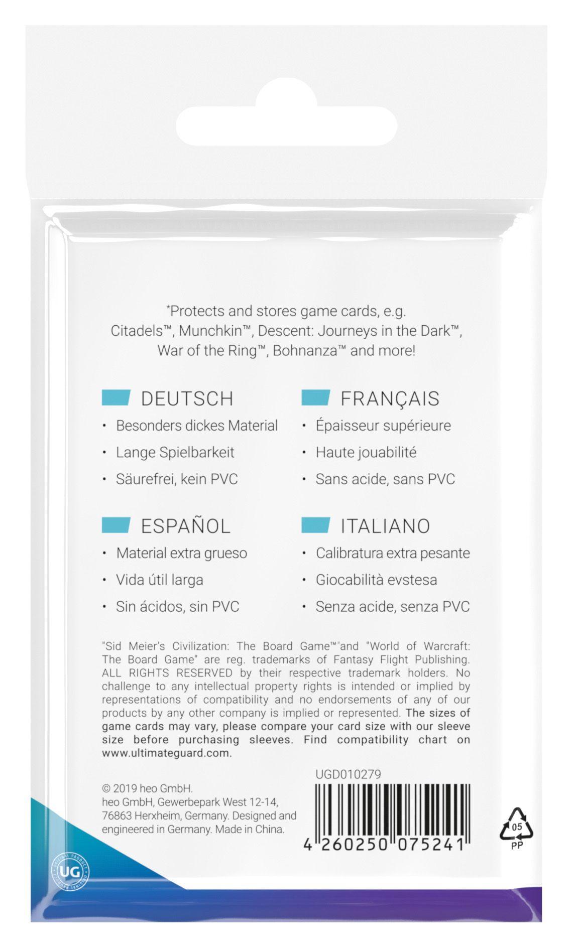 Ultimate Guard Premium Soft Sleeves für Brettspielkarten Standard American (60)