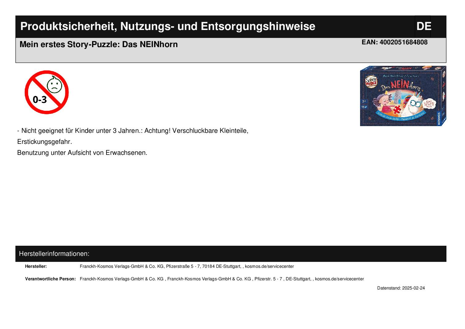 Mein erstes Story-Puzzle: Das NEINhorn