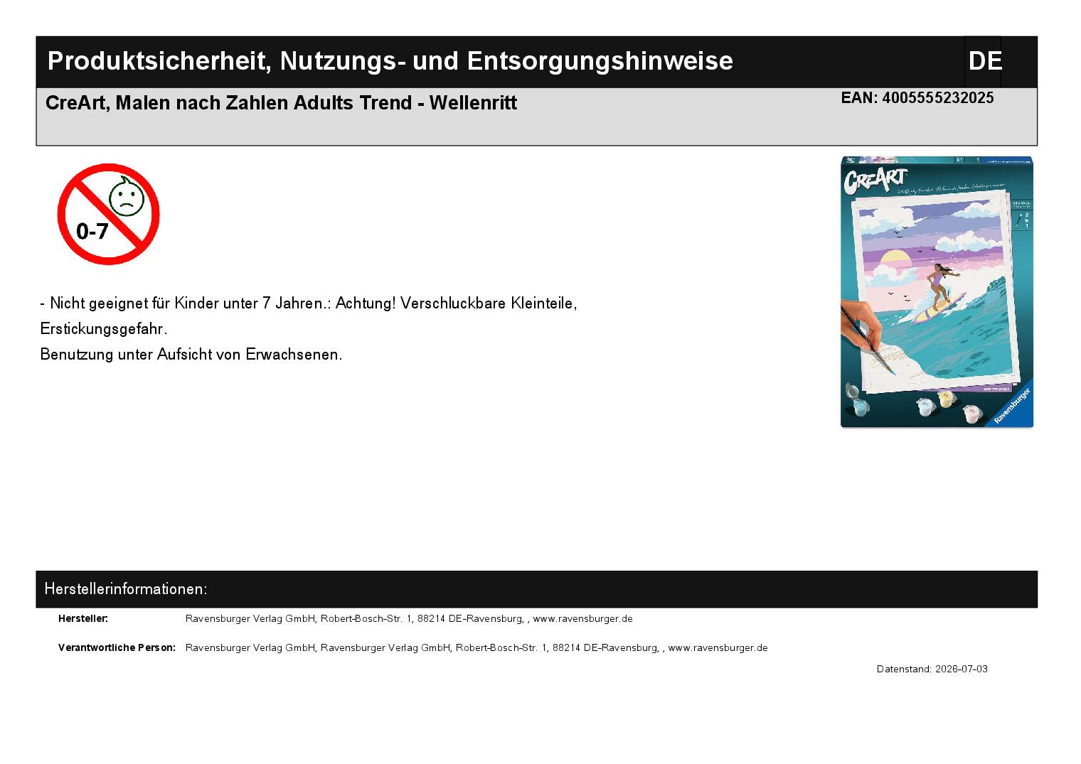 CreArt, Malen nach Zahlen Adults Trend - Wellenritt