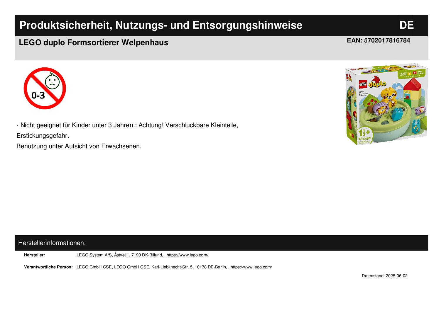 LEGO duplo Formsortierer Welpenhaus