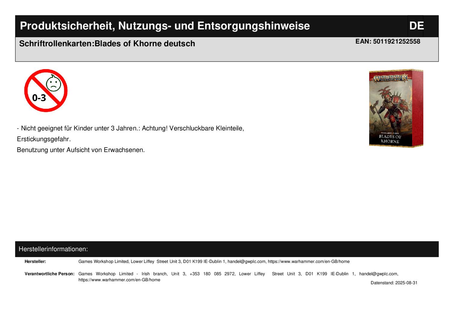 Schriftrollenkarten:Blades of Khorne deutsch