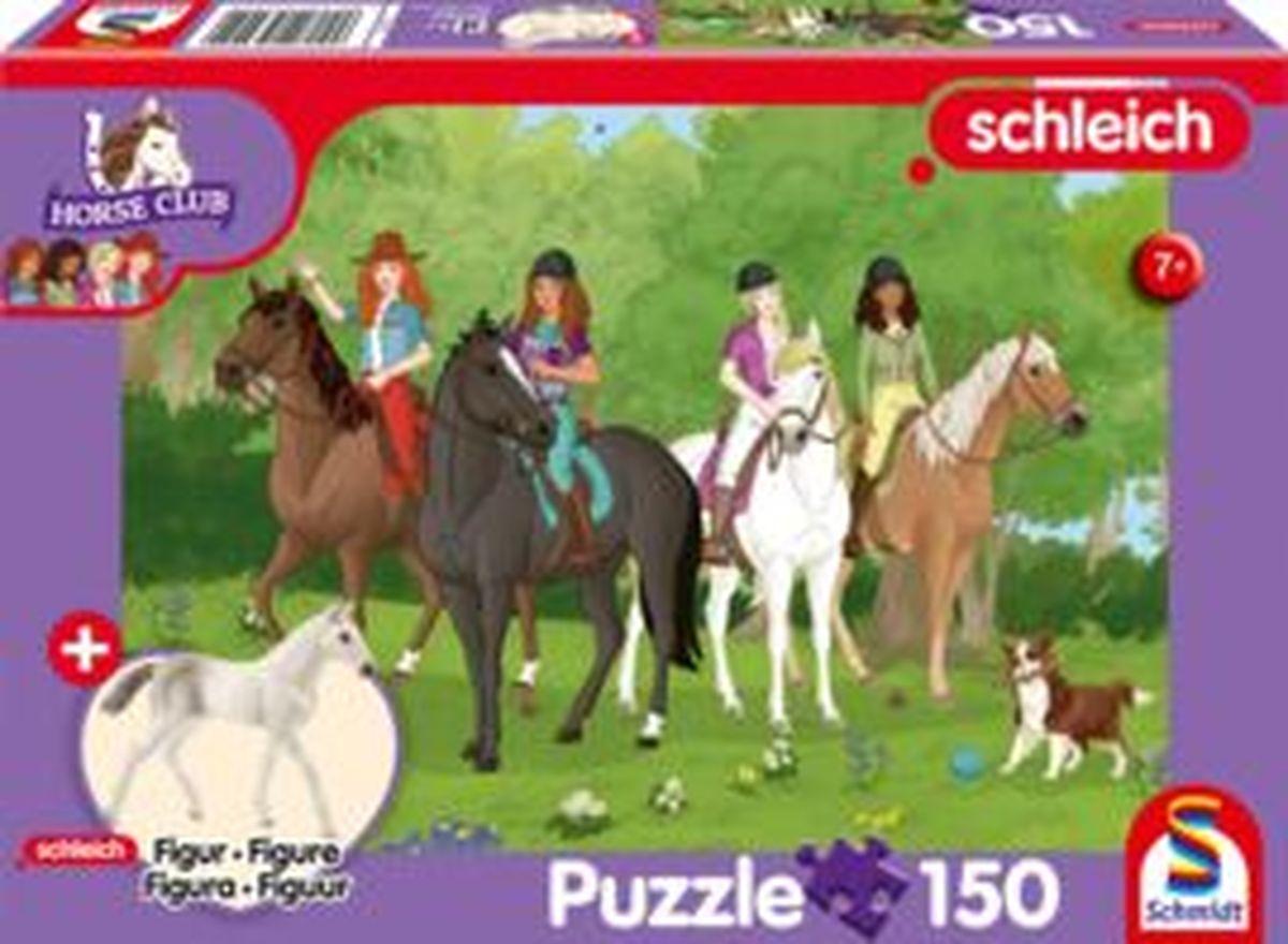 Schleich: Horse Club - Club Holstein Fohlen, 150 Teile Kinderpuzzle mit Add-on (eine Original Figur)
