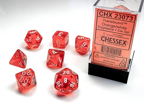 Chessex Würfel 7-er Mix Translucent: orange / white