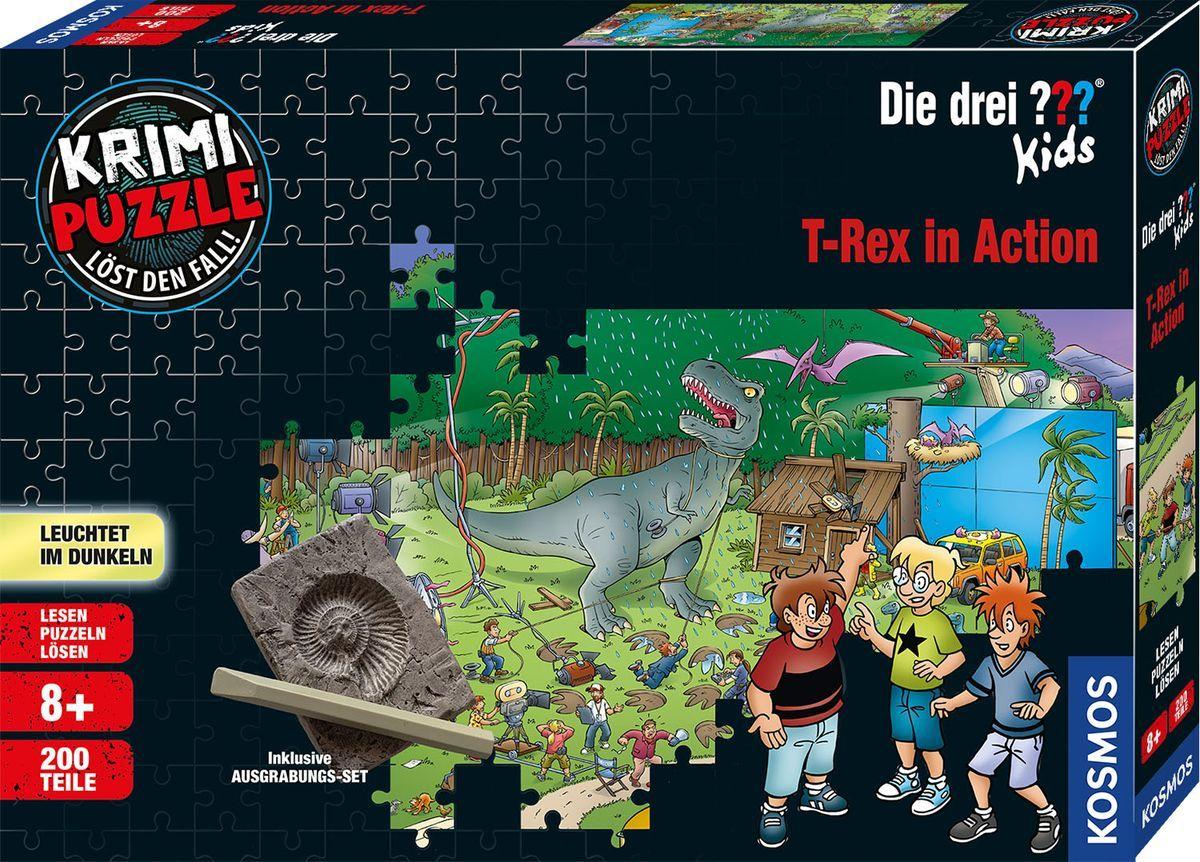 Krimipuzzle: Die drei ??? Kids - T-Rex in Action (200 Teile)