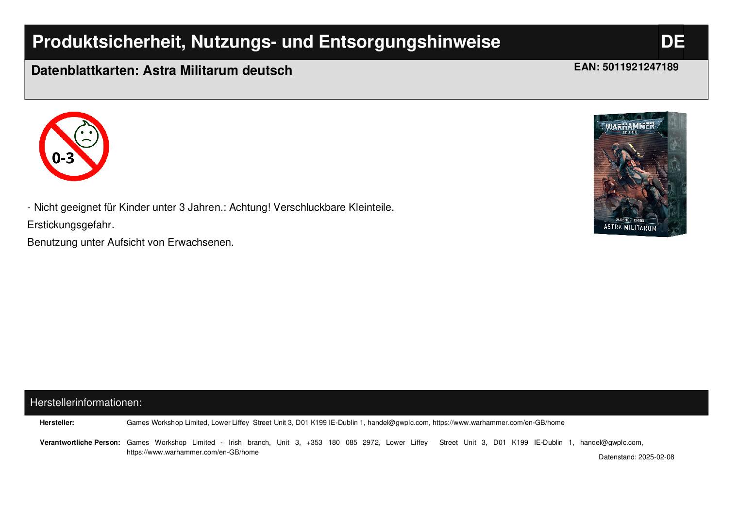 Datenblattkarten: Astra Militarum deutsch