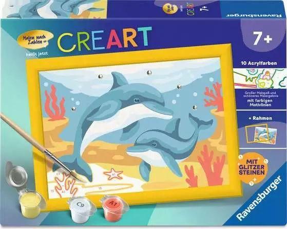 CreArt, Malen nach Zahlen Kinder - Verspielte Delfine