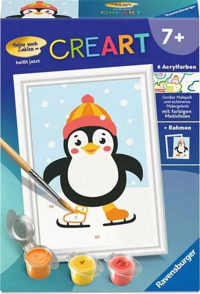 CreArt, Malen nach Zahlen Kinder - Pinguin im Schnee