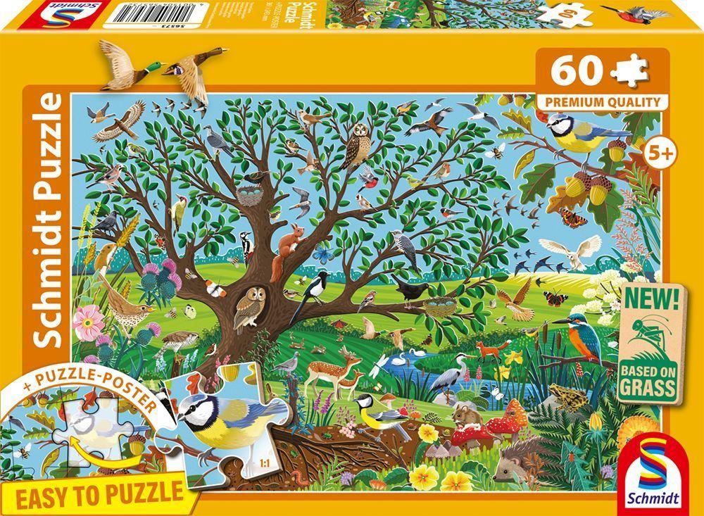 Tiere im Garten, 60 Teile, Eco-Friendly, Gras Kinderpuzzle
