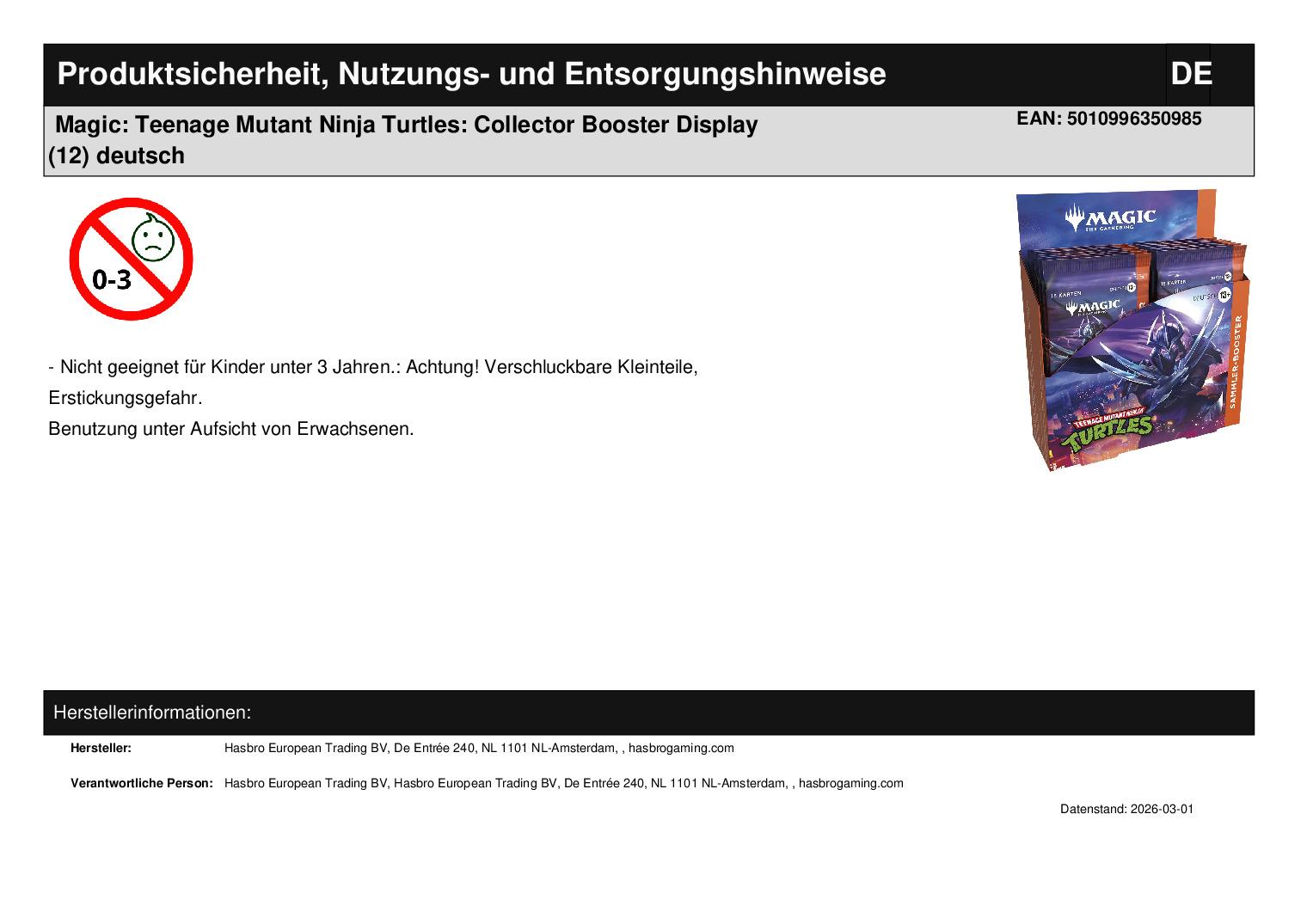 Magic: Teenage Mutant Ninja Turtles: Collector Booster Display (12) deutsch