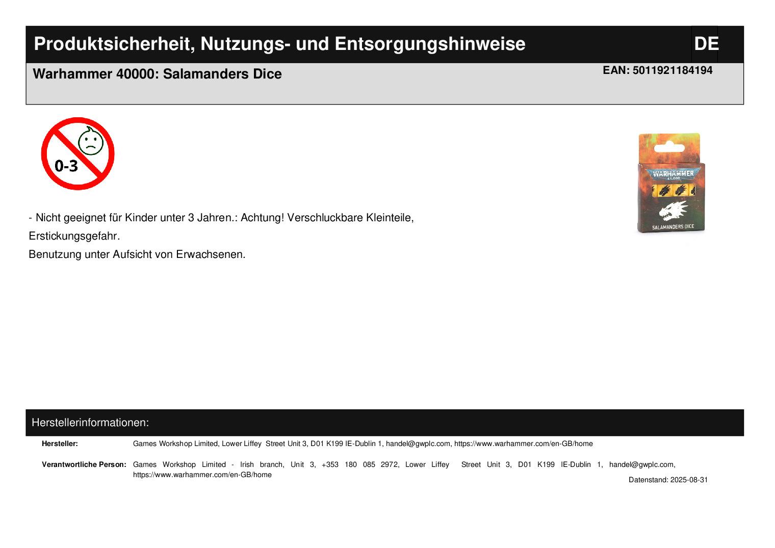 Warhammer 40000: Salamanders Dice