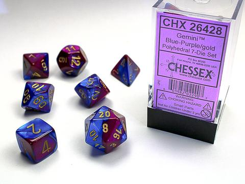 Chessex Würfel 7-er Mix Gemini: blue purple/gold