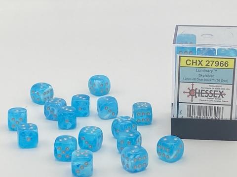 Chessex W6x36 Luminary: Sky / silver (glow in the dark)