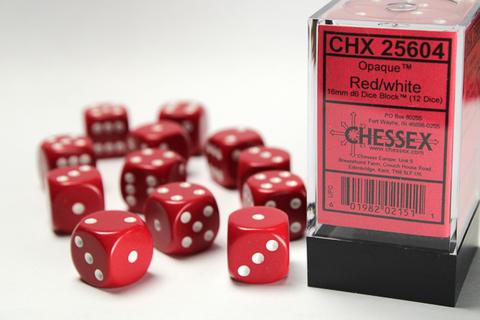 Chessex Würfel W6x12 Opaque: Red / White
