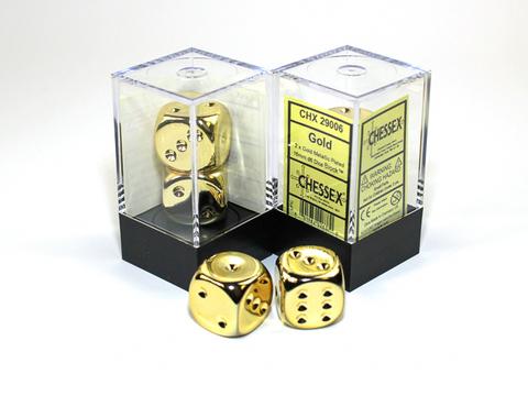 Chessex W6x2 Specialty Dice Set Gold-Platted Metalic 16 mm