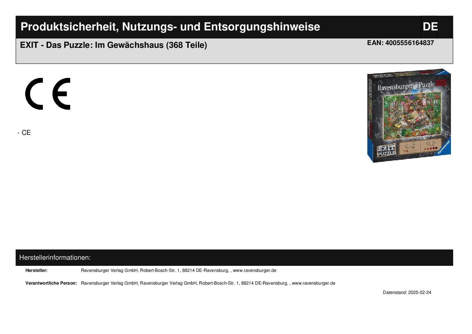 EXIT - Das Puzzle: Im Gewächshaus (368 Teile) EXIT - Das Puzzle: Im Gewächshaus (368 Teile)