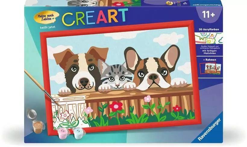 CreArt Hunde und Katze - Malen nach Zahlen für Kinder ab 11 Jahren