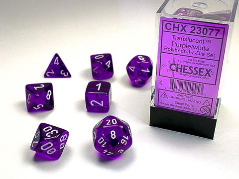 Chessex Würfel 7-er Mix Translucent: purple / white